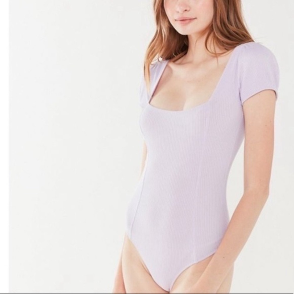 URBAN OUTFITTERS OUT FROM UNDER LAVENDER SQUARE NECK PUFF SLEEVE BODYSUIT